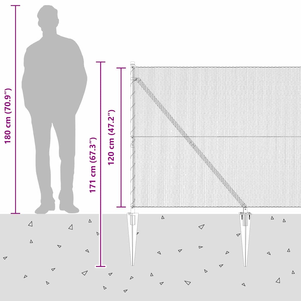 Heksagonalna ograda s stubom 25 x 1,2 m Čelik premazan PVC-om