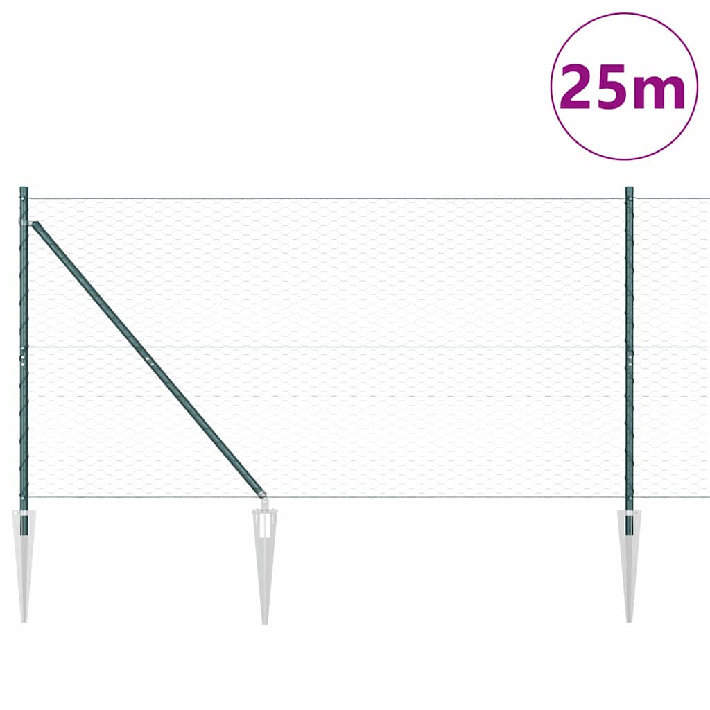 Heksagonalna ograda s stubom 25 x 1,4 m Čelik premazan PVC-om