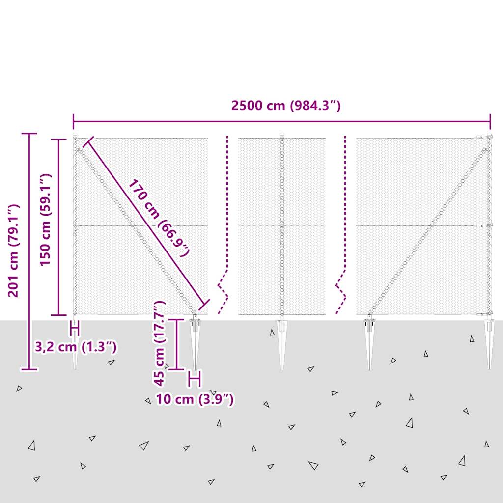 Heksagonalna ograda s stubom 25 x 1,5 m Čelik premazan PVC-om