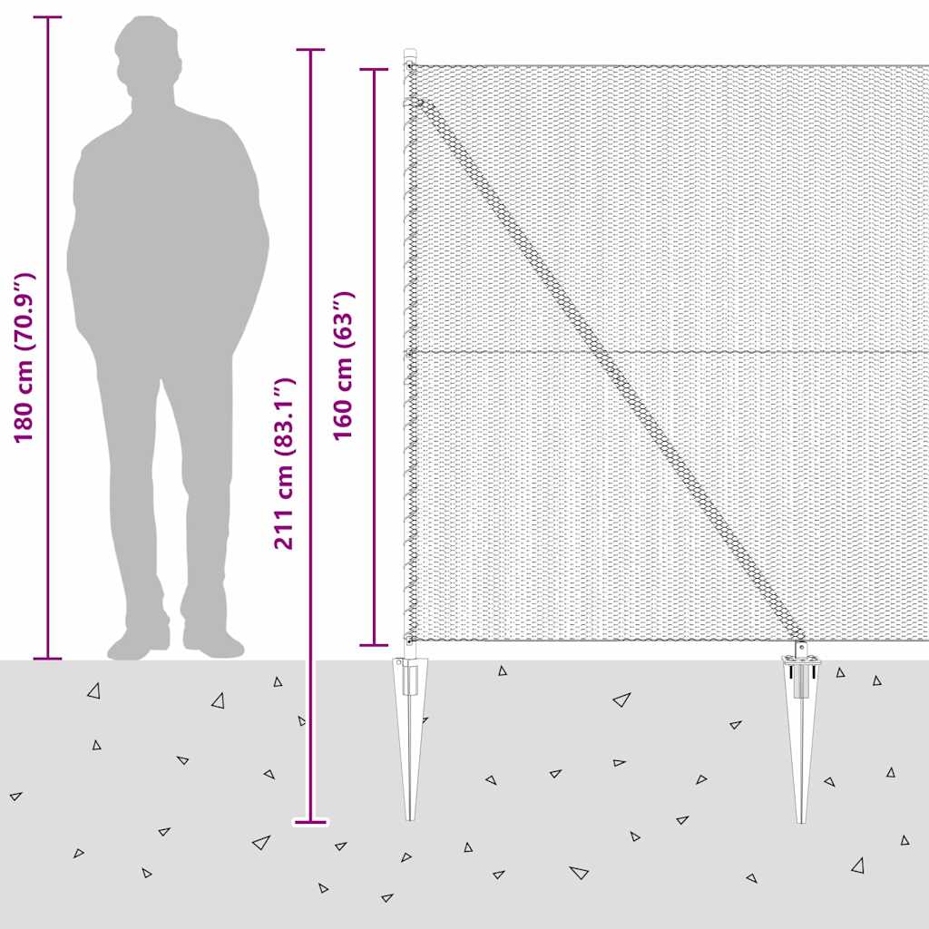 Heksagonalna ograda s stubom 25 x 1,6 m Čelik premazan PVC-om