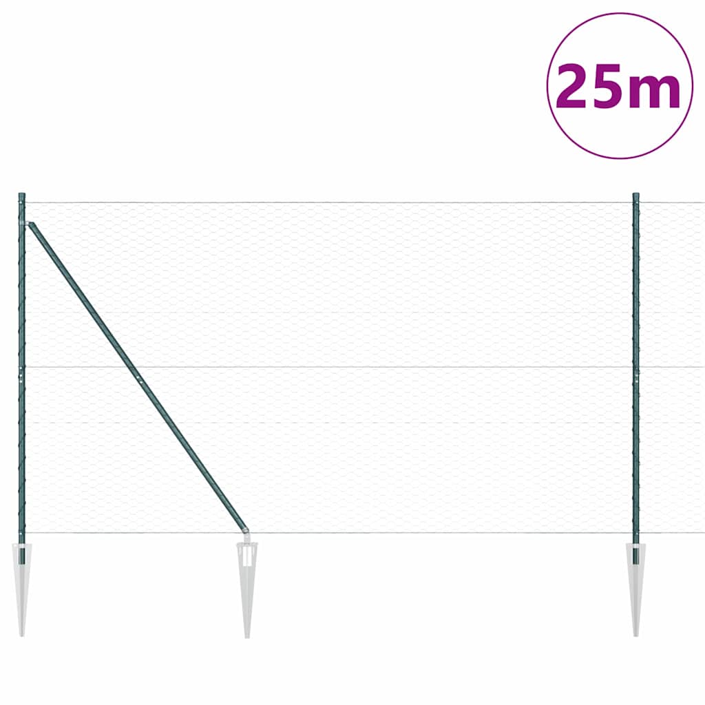 Heksagonalna ograda s stubom 25 x 1,6 m Čelik premazan PVC-om
