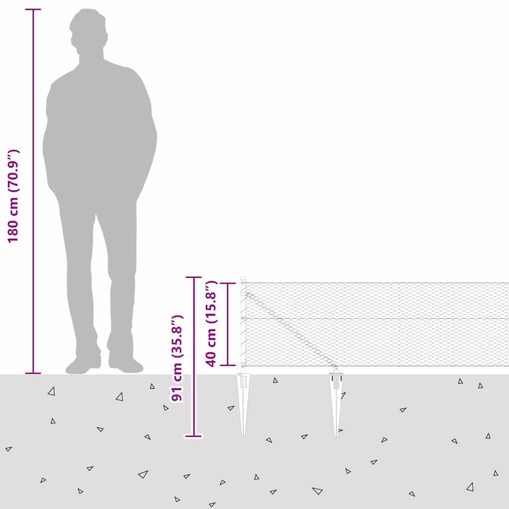 Heksagonalna ograda s stubom 50 x 0,4 m Čelik premazan PVC-om