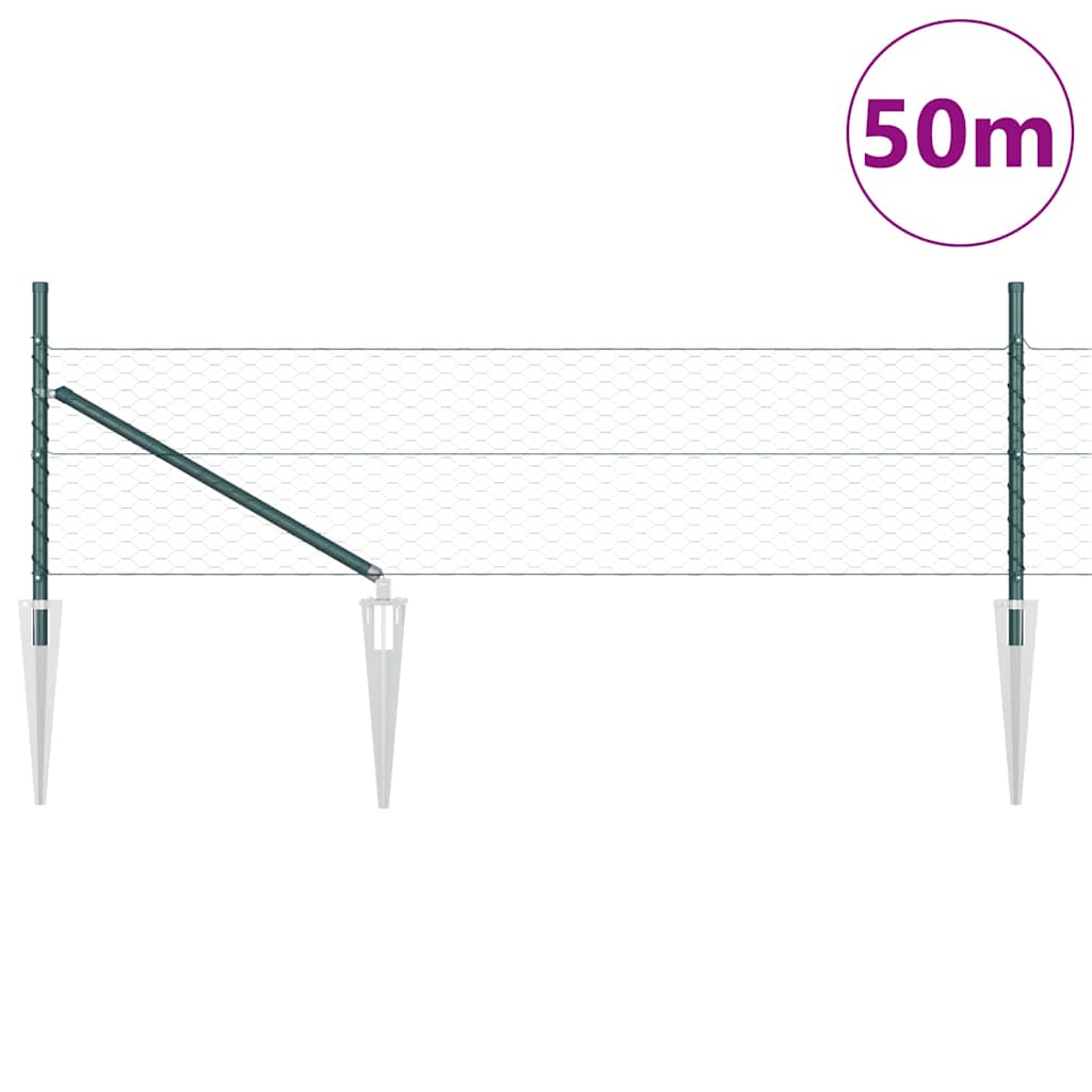 Heksagonalna ograda s stubom 50 x 0,4 m Čelik premazan PVC-om