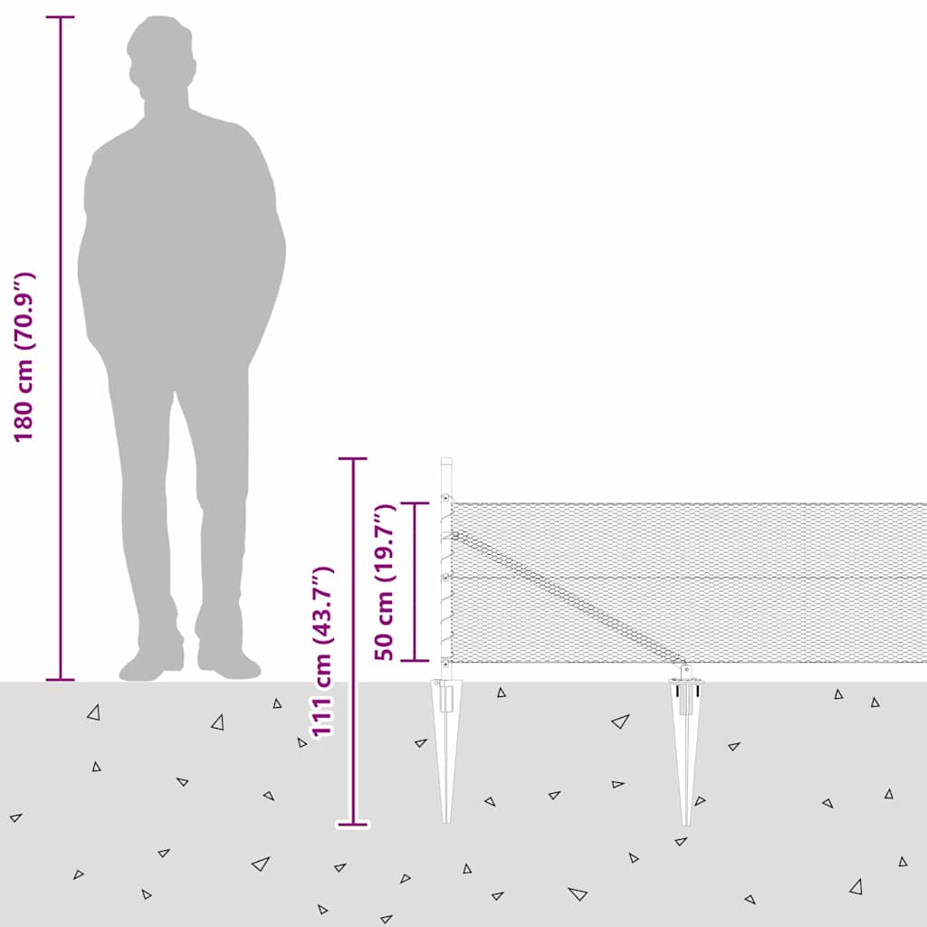 Heksagonalna ograda s stubom 50 x 0,5 m Čelik premazan PVC-om
