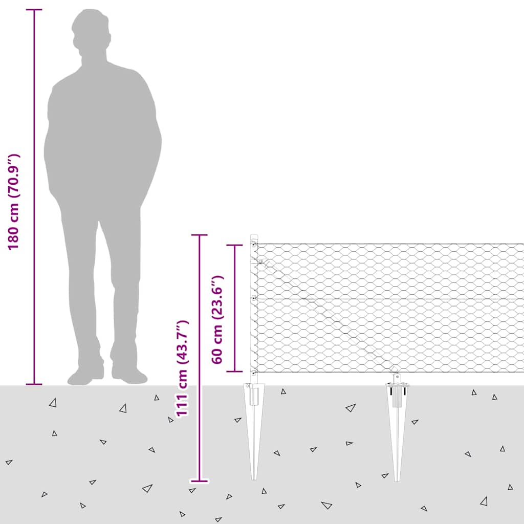 Heksagonalna ograda s stubom 50 x 0,6 m Čelik premazan PVC-om