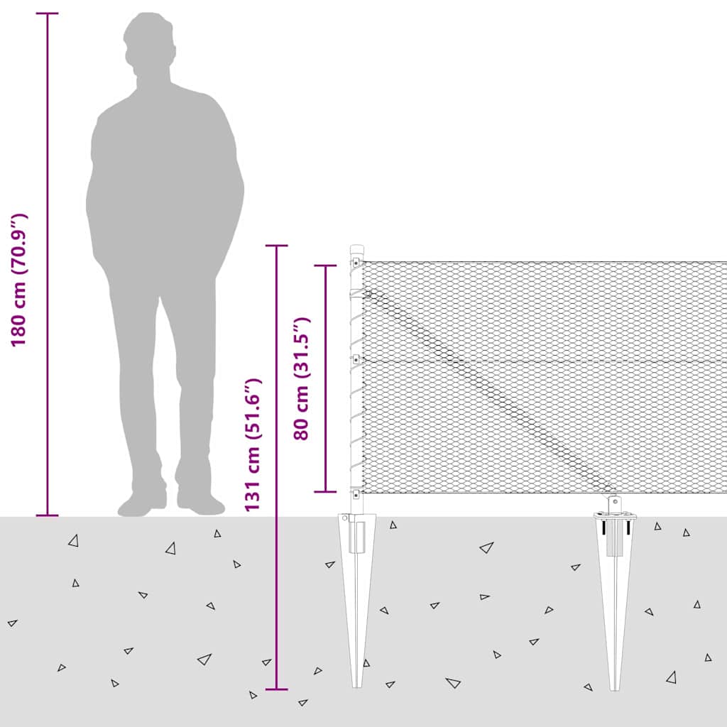 Heksagonalna ograda s stubom 50 x 0,8 m Čelik premazan PVC-om