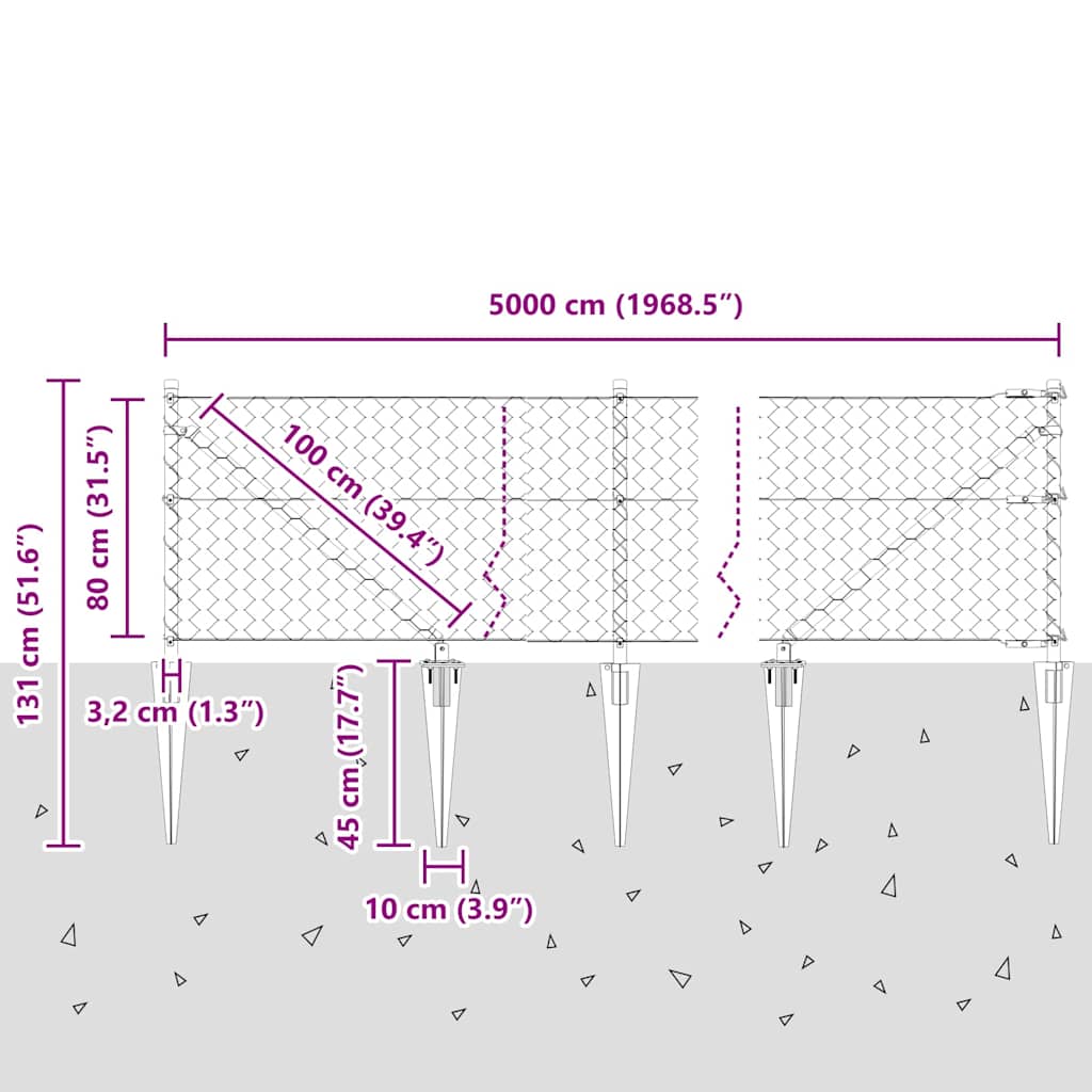 Heksagonalna ograda s stubom 50 x 0,8 m Čelik premazan PVC-om