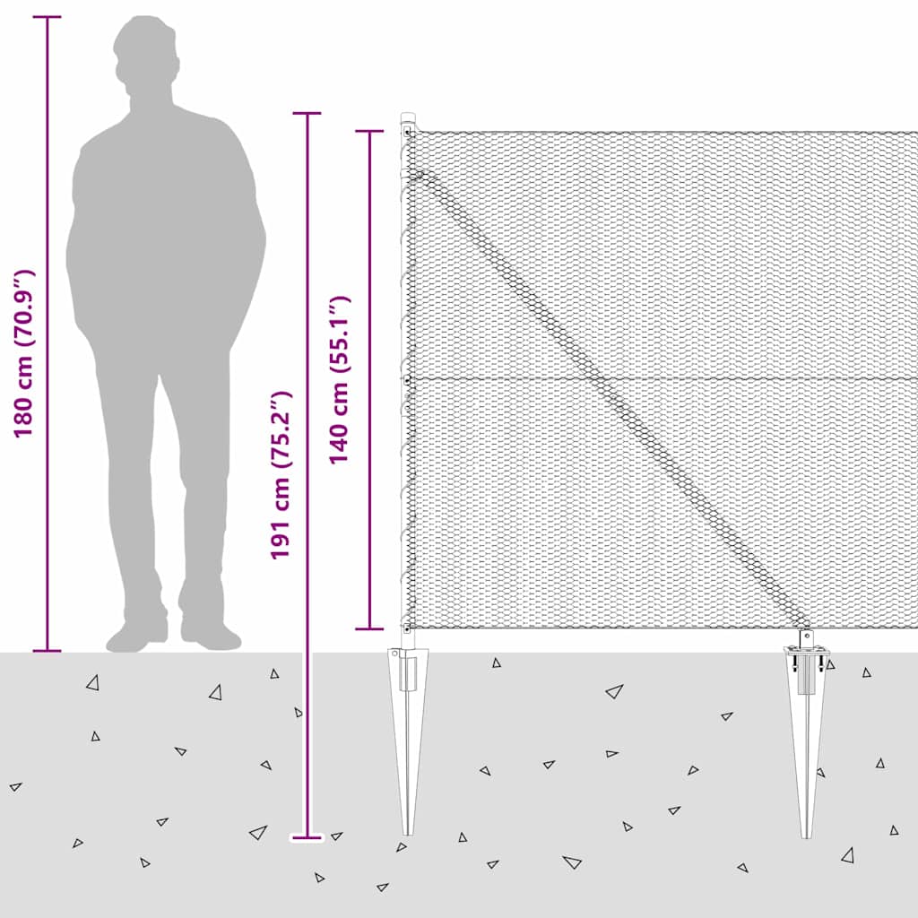 Heksagonalna ograda s stubom 50 x 1,4 m Čelik premazan PVC-om