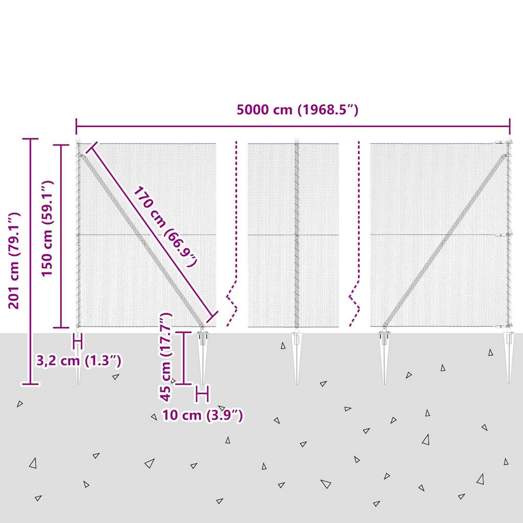 Heksagonalna ograda s stubom 50 x 1,5 m Čelik premazan PVC-om