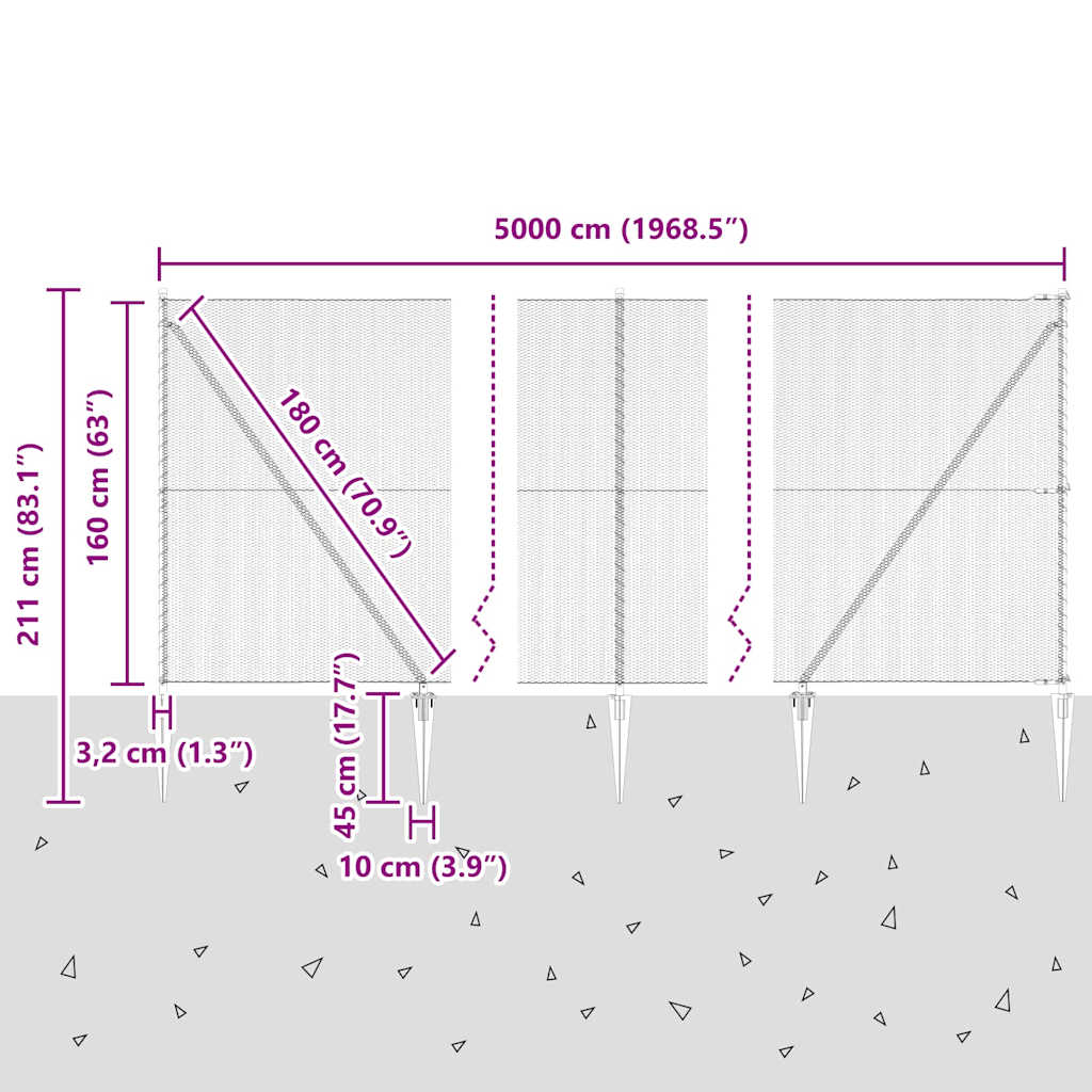 Heksagonalna ograda s stubom 50 x 1,6 m Čelik premazan PVC-om
