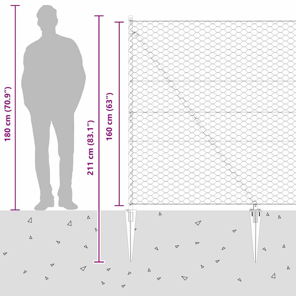 Heksagonalna ograda s stubom 50 x 1,6 m Čelik premazan PVC-om