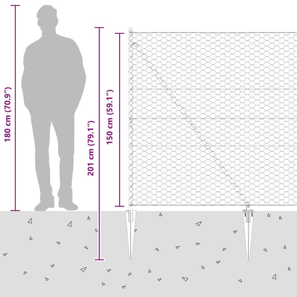Heksagonalna ograda s stubom 100 x 1,5 m Čelik premazan PVC-om
