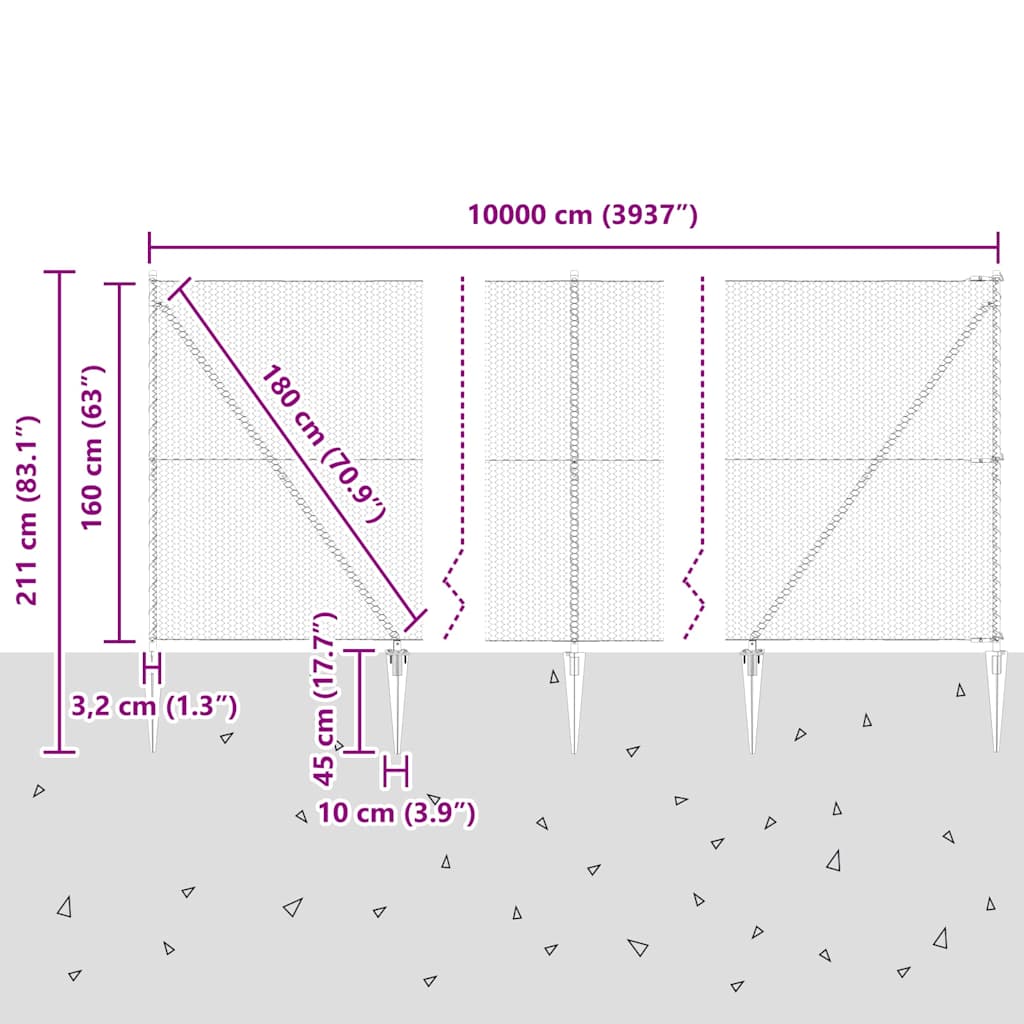 Heksagonalna ograda s stubom 100 x 1,6 m Čelik premazan PVC-om