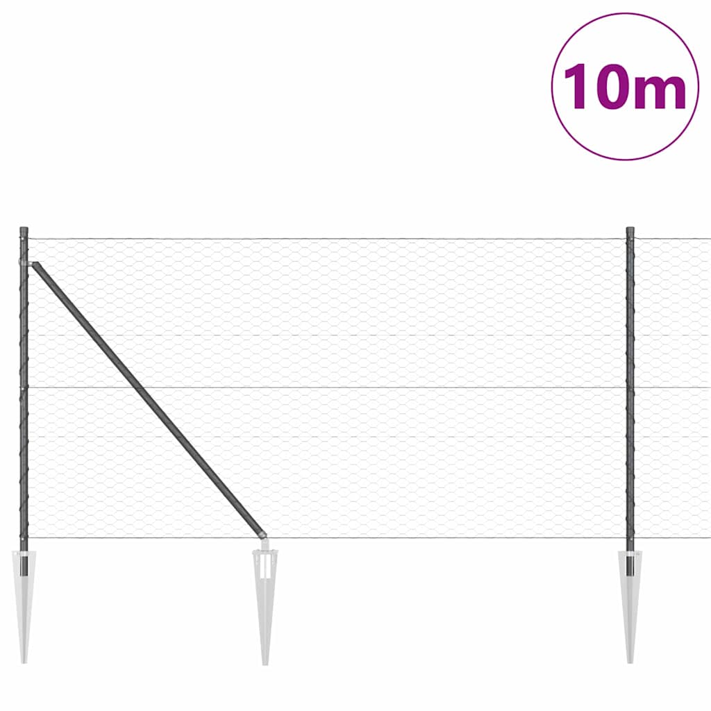 Heksagonalna ograda s stubom 10 x 1 m Čelik premazan PVC-om