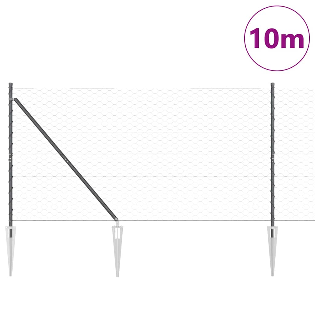 Heksagonalna ograda s stubom 10 x 1,4 m Čelik premazan PVC-om