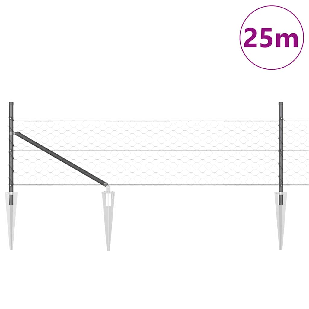 Heksagonalna ograda s stubom 25 x 0,5 m Čelik premazan PVC-om