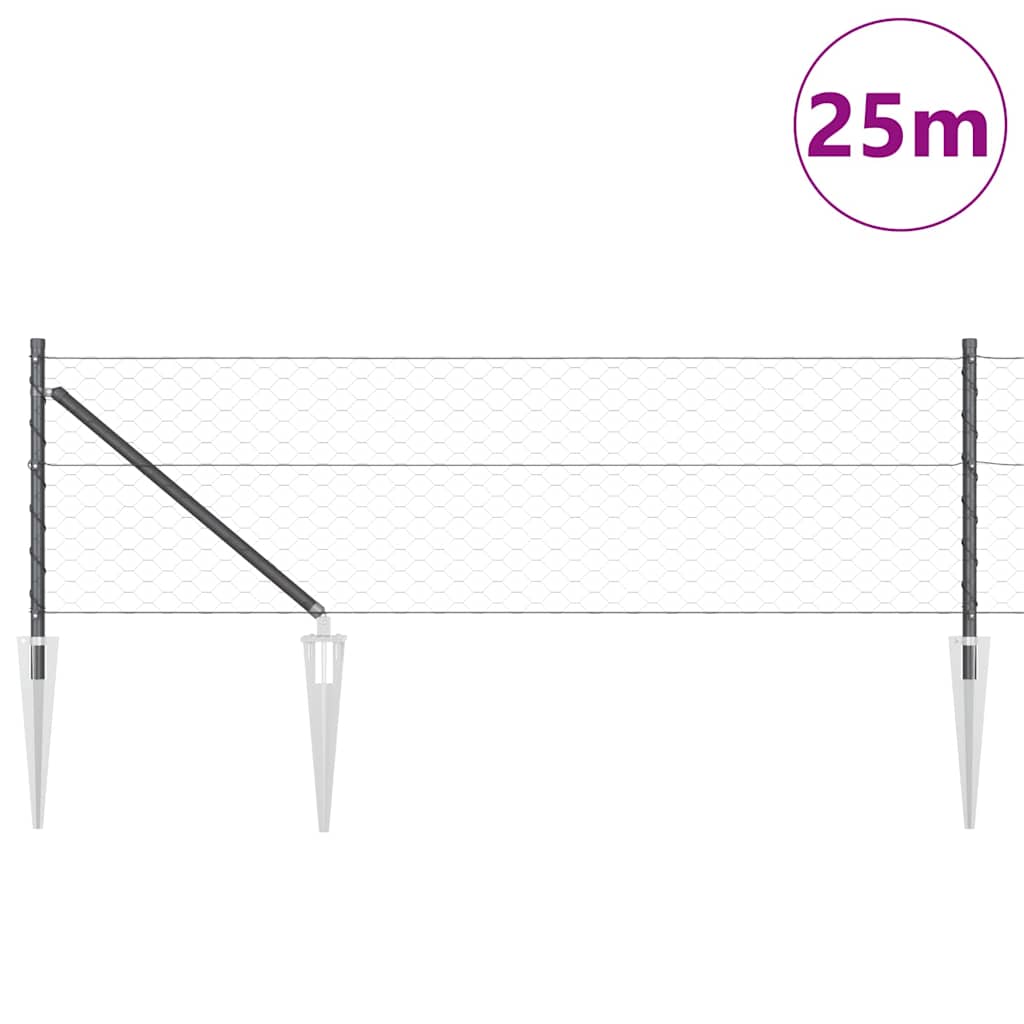 Heksagonalna ograda s stubom 25 x 0,6 m Čelik premazan PVC-om