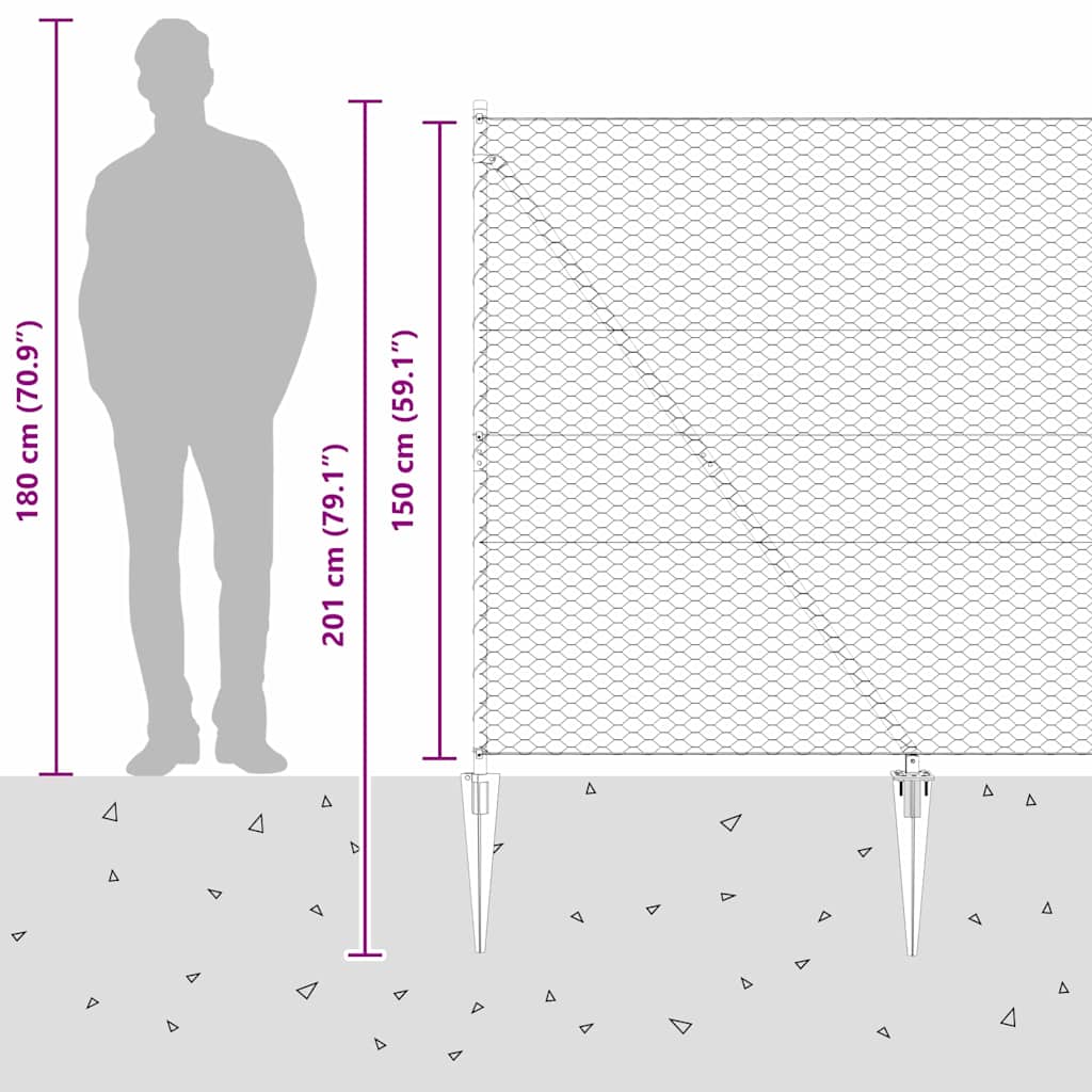 Heksagonalna ograda s stubom 25 x 1,5 m Čelik premazan PVC-om