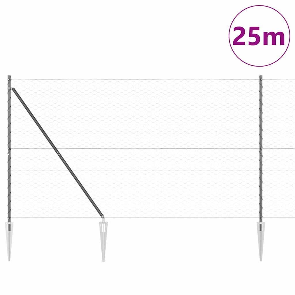 Heksagonalna ograda s stubom 25 x 1,5 m Čelik premazan PVC-om