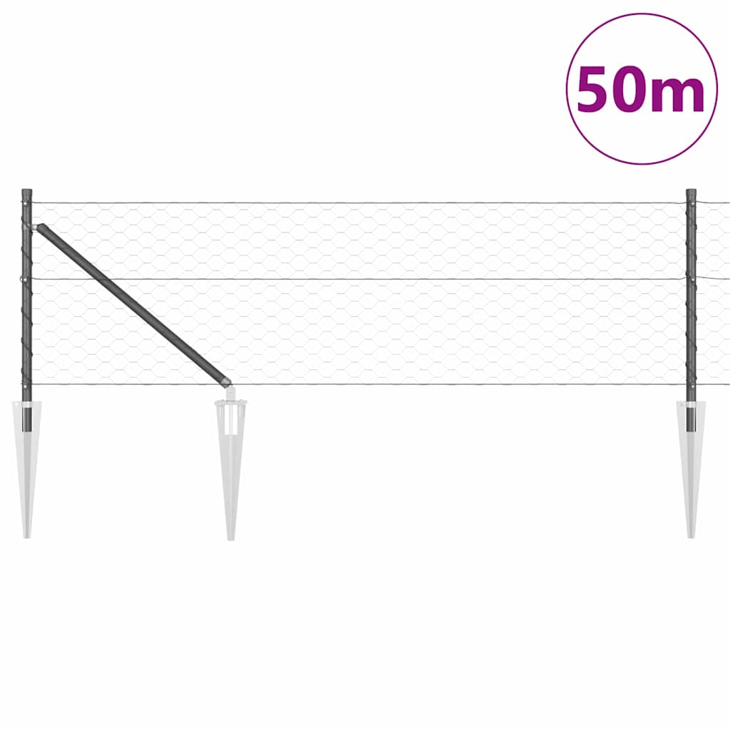 Heksagonalna ograda s stubom 50 x 0,6 m Čelik premazan PVC-om