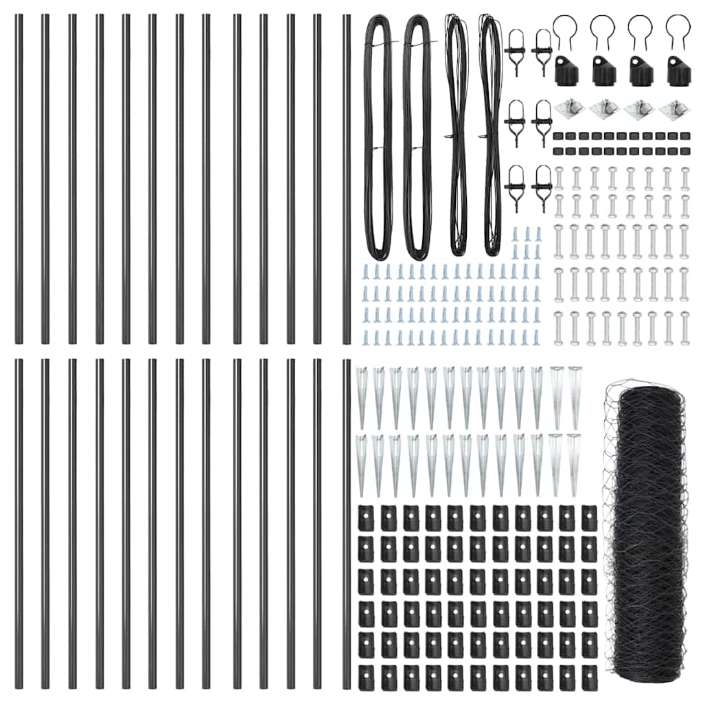 Heksagonalna ograda s stubom 50 x 1 m Čelik premazan PVC-om
