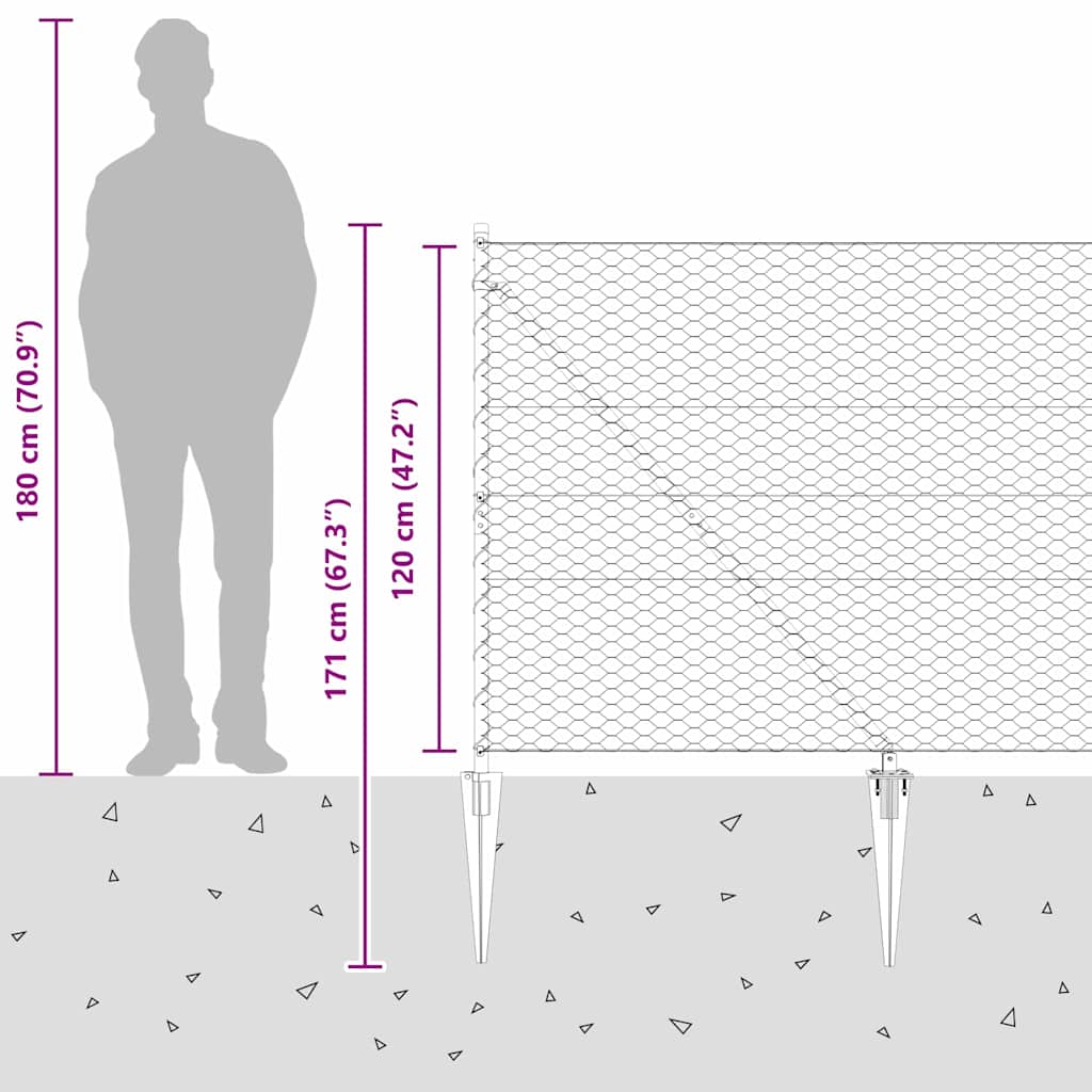 Heksagonalna ograda s stubom 100 x 1,2 m Čelik premazan PVC-om