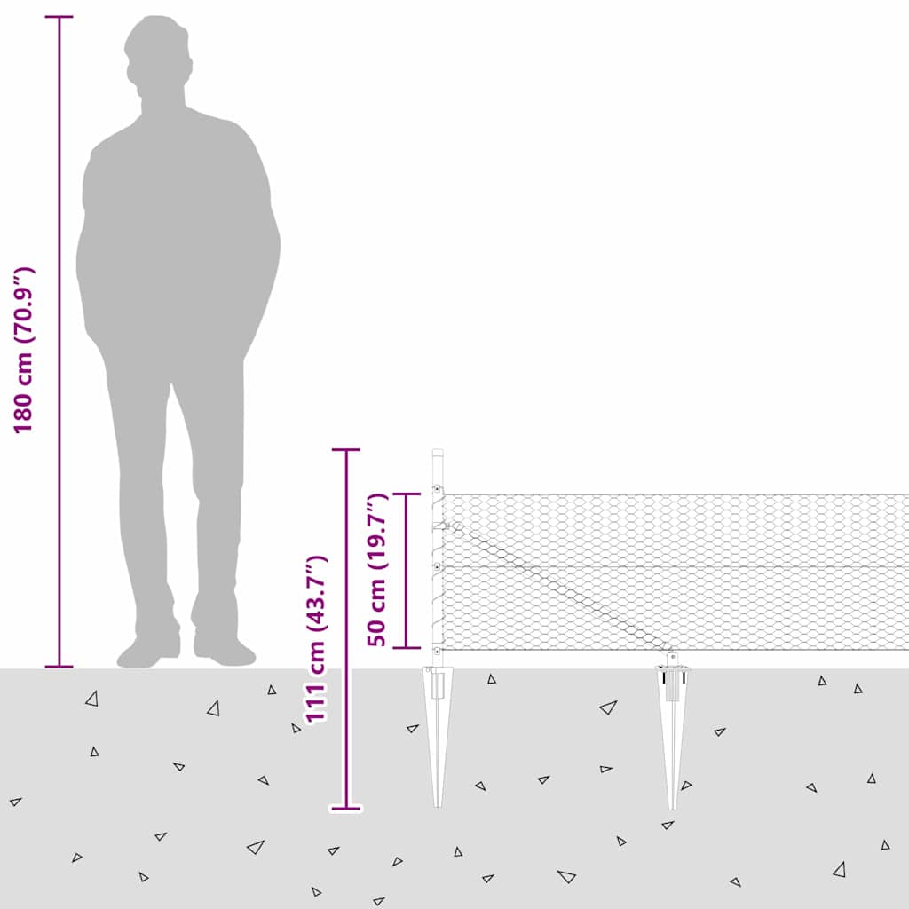 Heksagonalna ograda s stubom 10 x 0,5 m Pocinčani čelik Srebrna