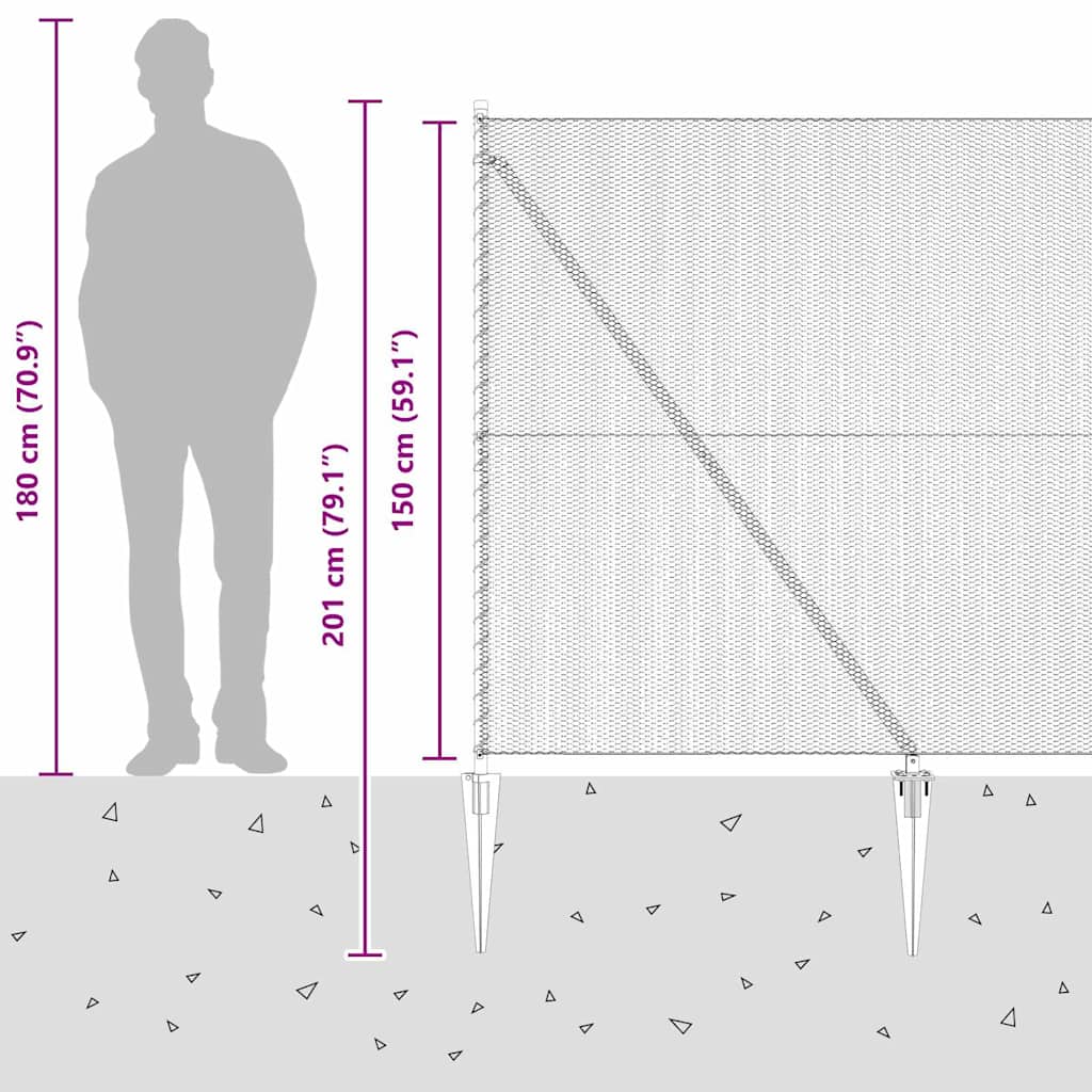 Heksagonalna ograda s stubom 10 x 1,5 m Pocinčani čelik Srebrna