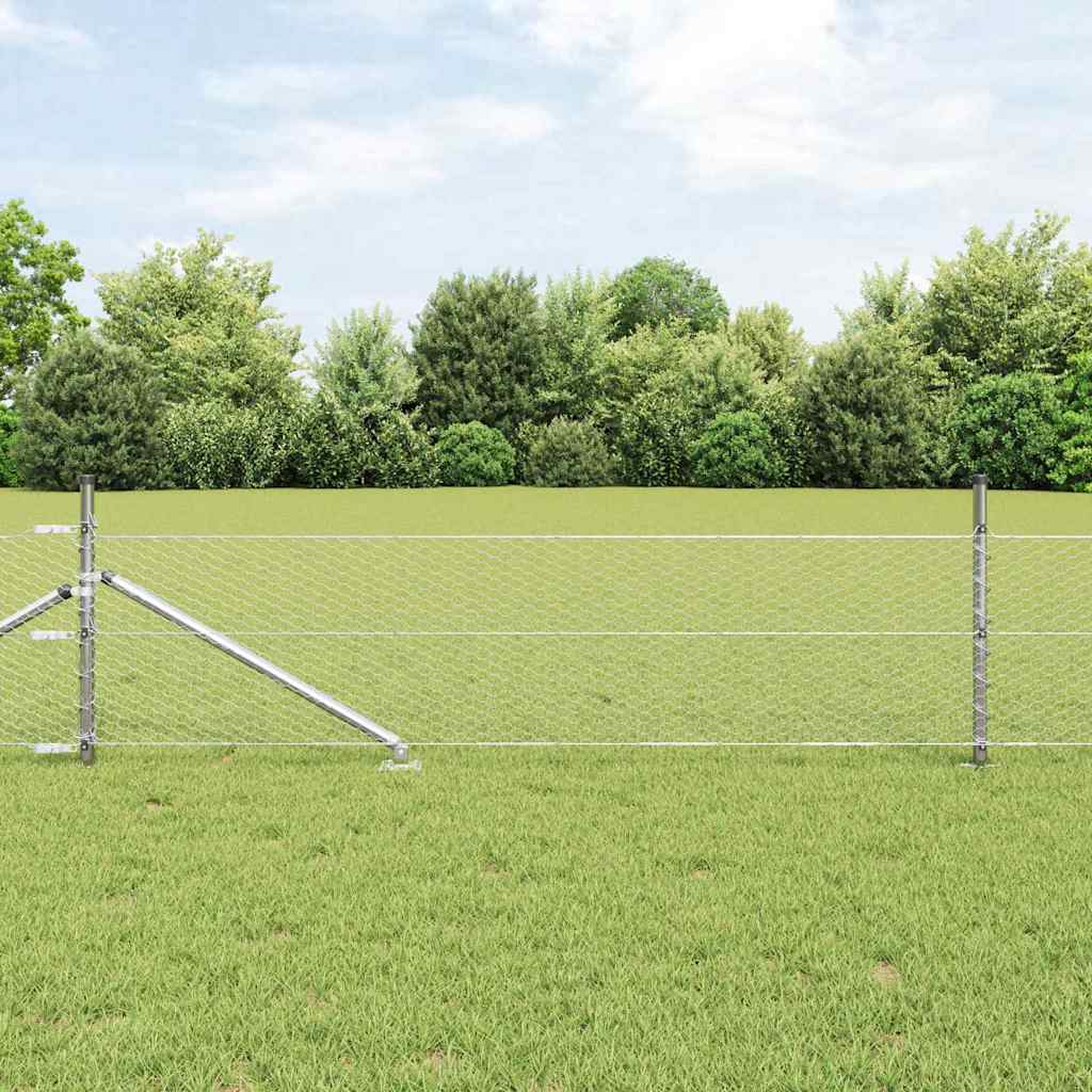 Heksagonalna ograda s stubom 50 x 0,8 m Pocinčani čelik Srebrna