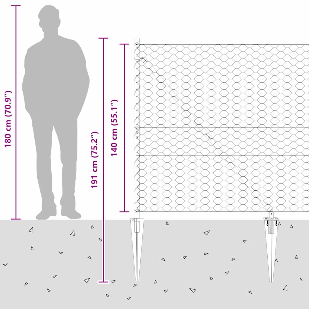 Heksagonalna ograda s stubom 100 x 1,4 m Pocinčani čelik Mreža