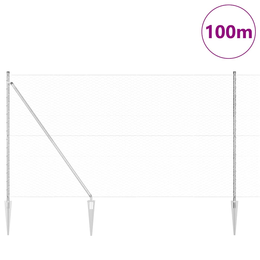 Heksagonalna ograda s stubom 100 x 1,5 m Pocinčani čelik Mreža