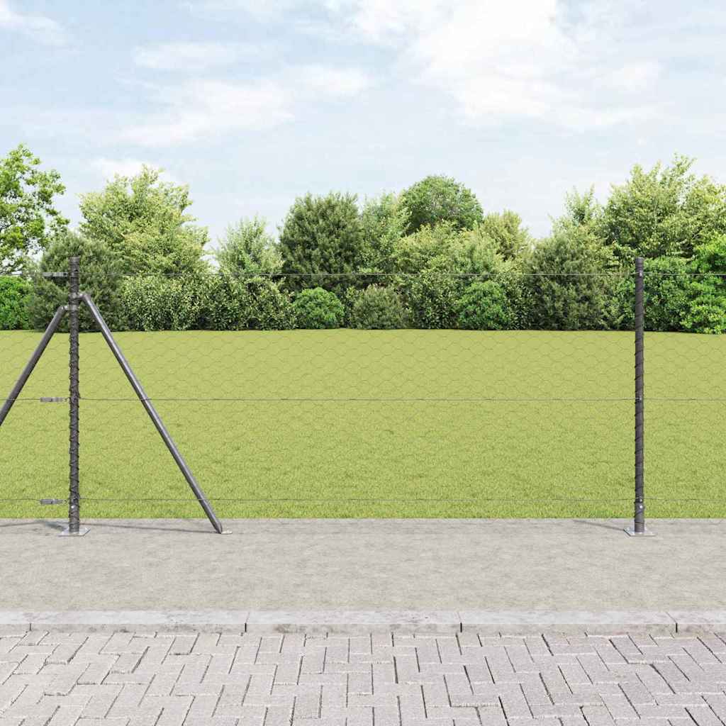 Heksagonalna ograda s betonskom osnovom 10 x 0,8 m Siva Mreža