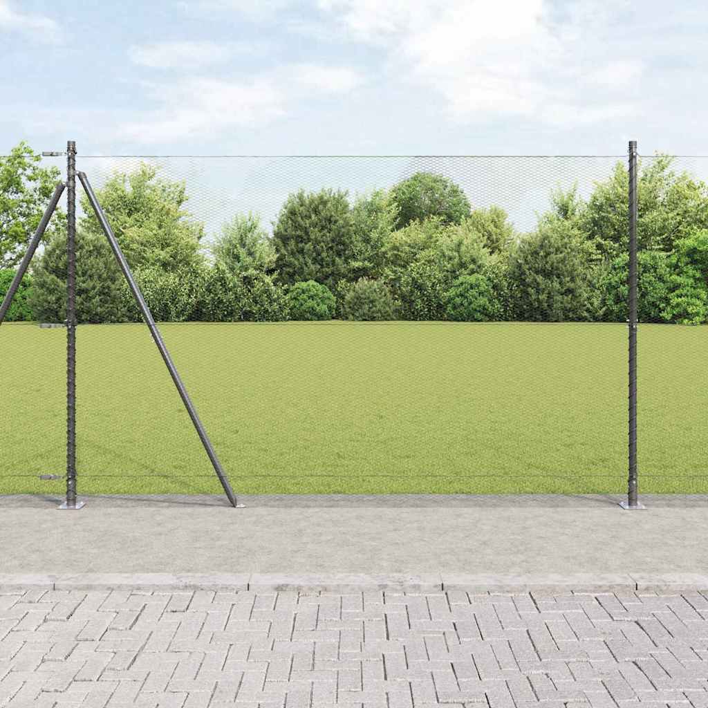 Heksagonalna ograda s betonskom osnovom 10 x 1,4 m Siva Mreža