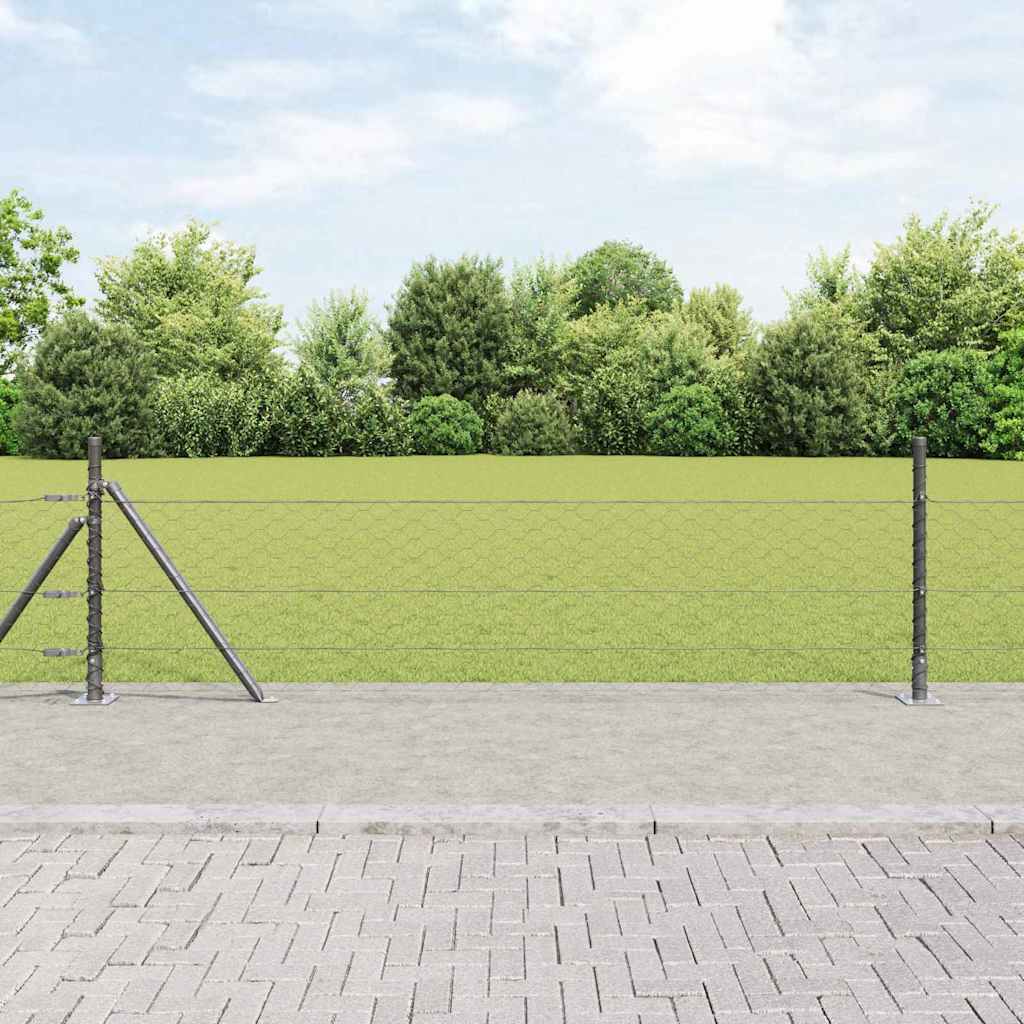 Heksagonalna ograda s betonskom osnovom 50 x 0,5 m Siva Mreža