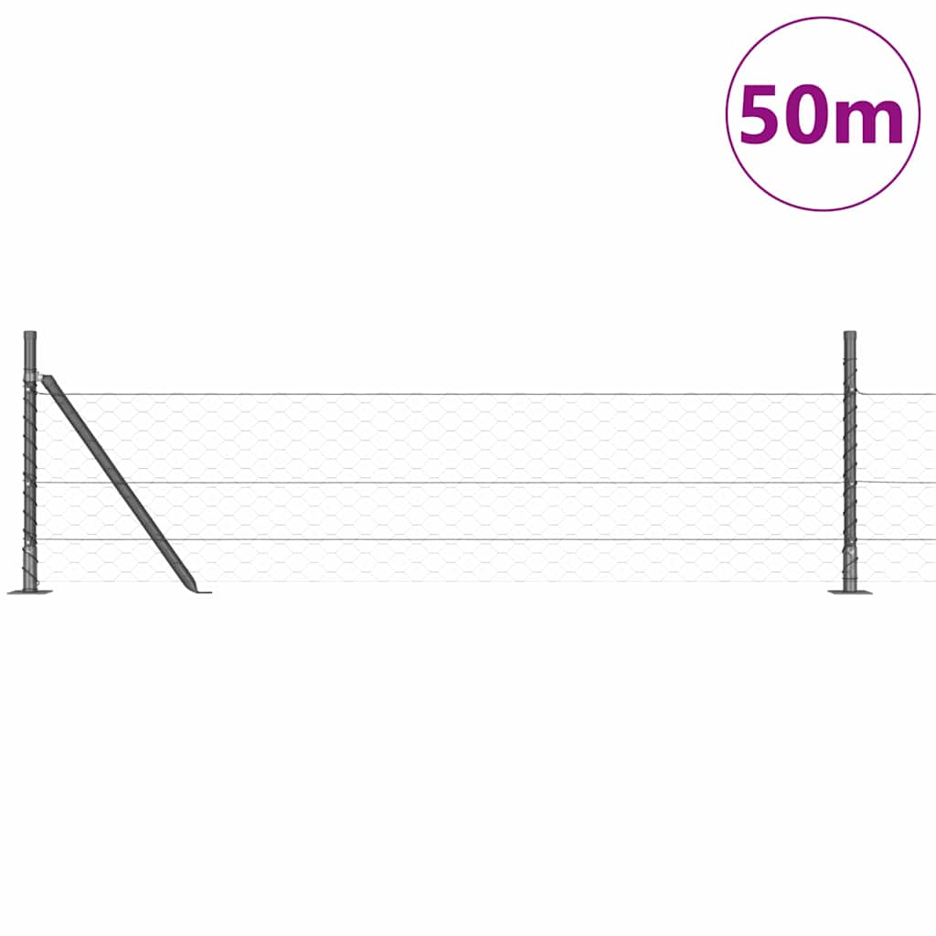 Heksagonalna ograda s betonskom osnovom 50 x 0,5 m Siva Mreža