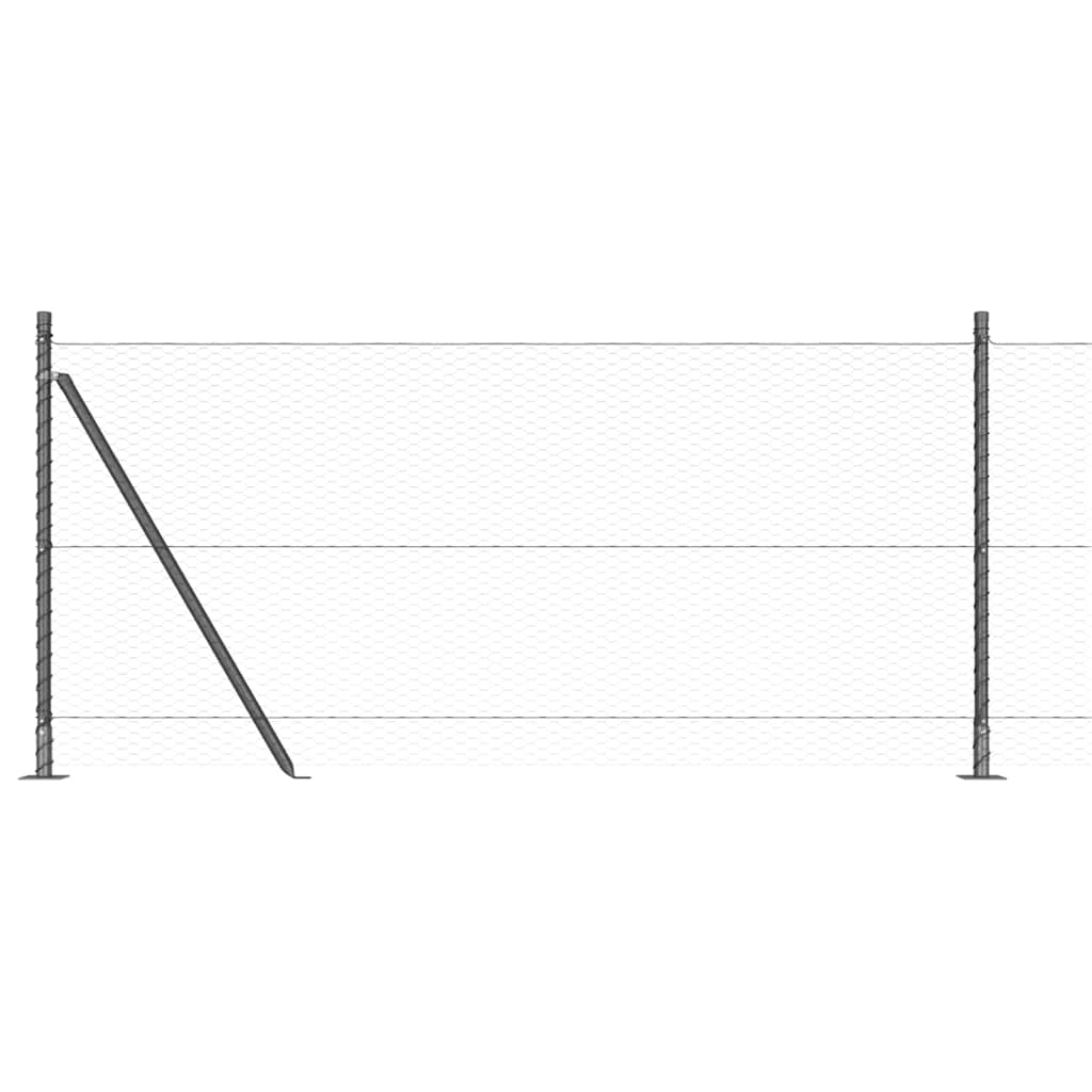 Heksagonalna ograda s betonskom osnovom 50 x 0,8 m Siva Mreža