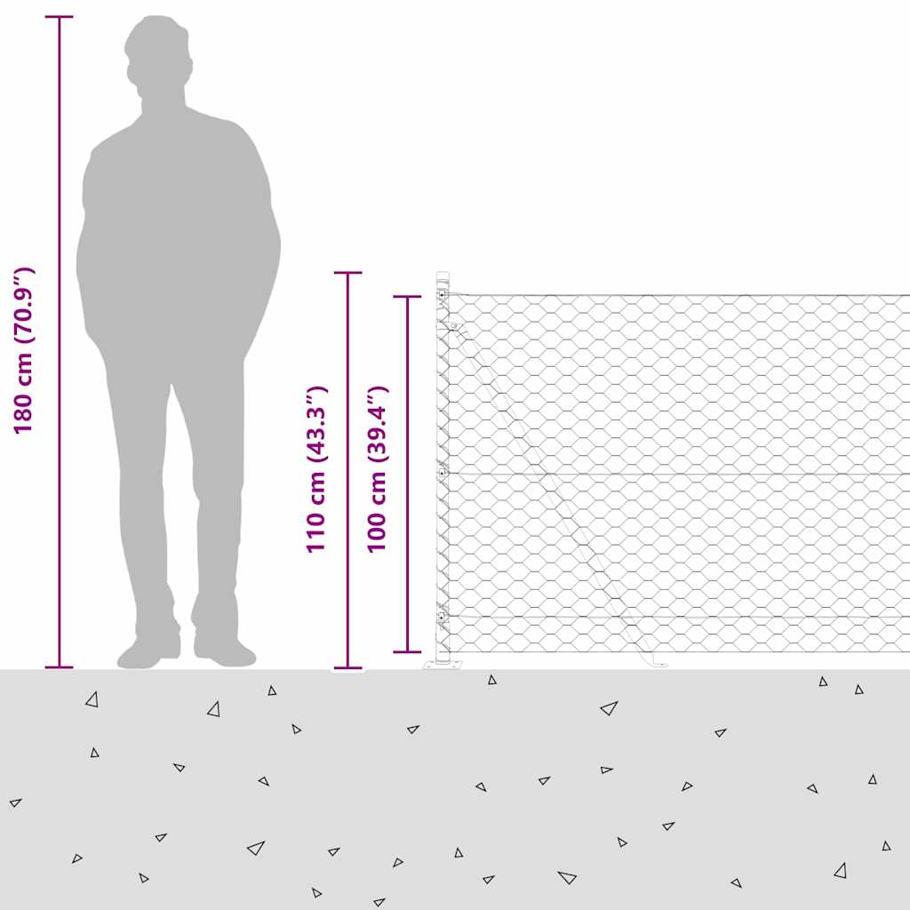 Heksagonalna ograda s betonskom osnovom 50 x 1 m Siva Mreža