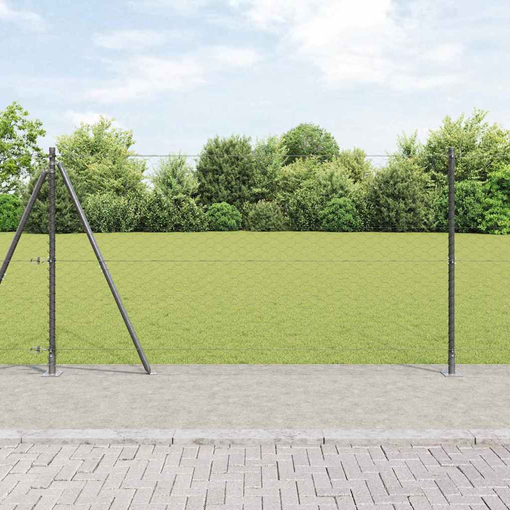 Heksagonalna ograda s betonskom osnovom 50 x 1,2 m Siva Mreža