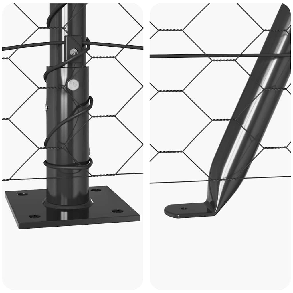 Heksagonalna ograda s betonskom osnovom 50 x 1,4 m Siva Mreža