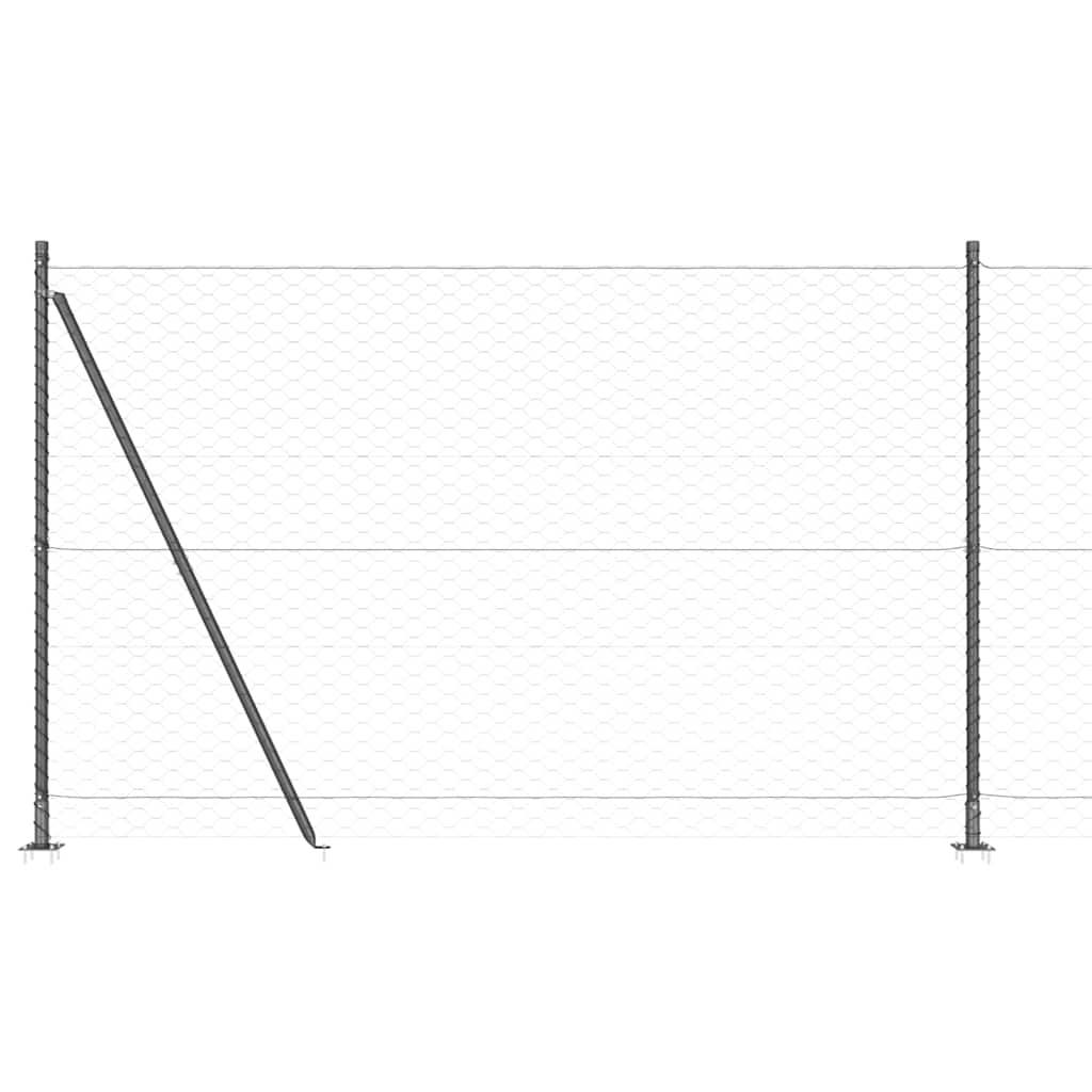 Heksagonalna ograda s betonskom osnovom 50 x 1,4 m Siva Mreža