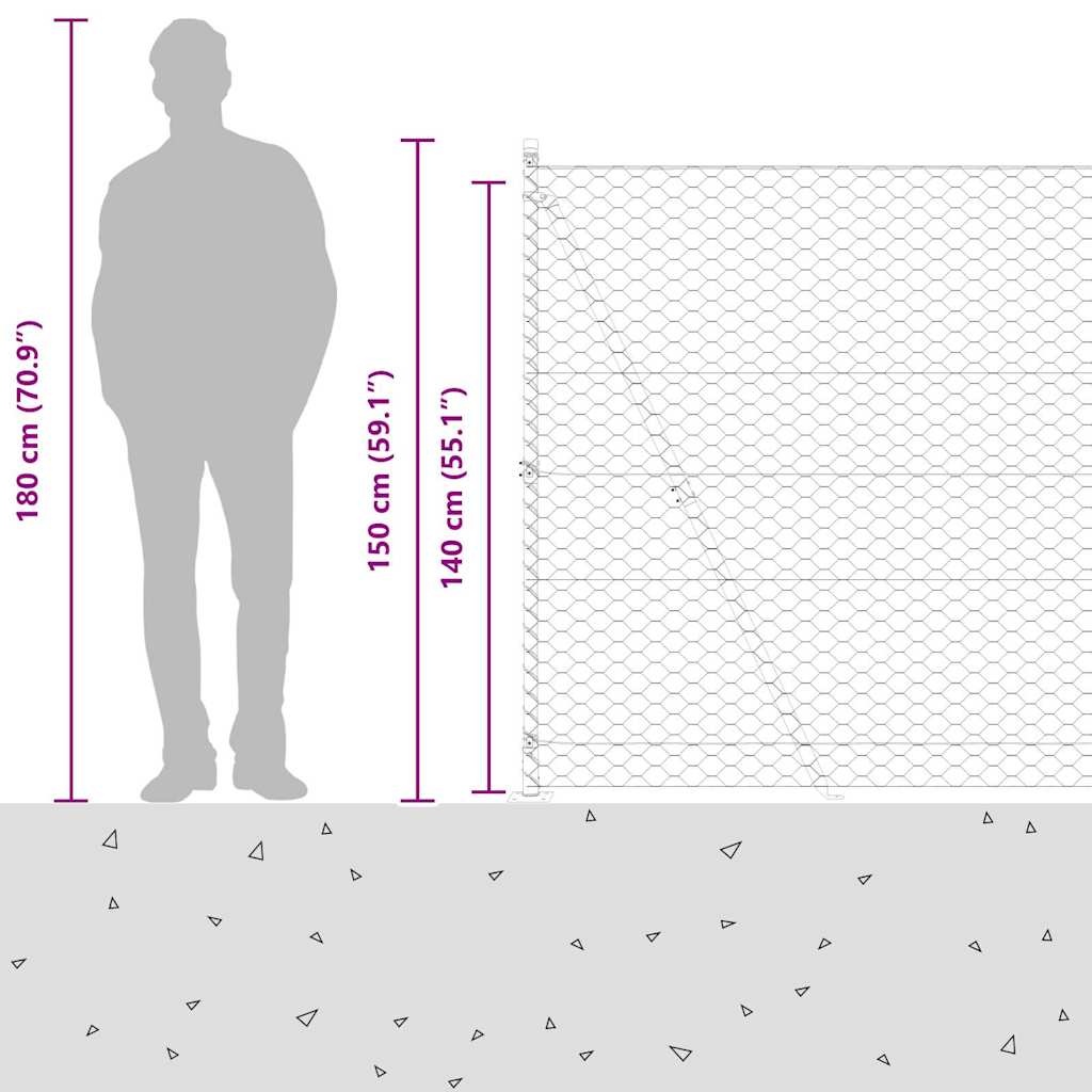 Heksagonalna ograda s betonskom osnovom 50 x 1,4 m Siva Mreža