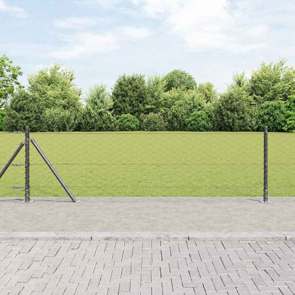Heksagonalna ograda s betonskom osnovom 100 x 0,6 m Siva Mreža