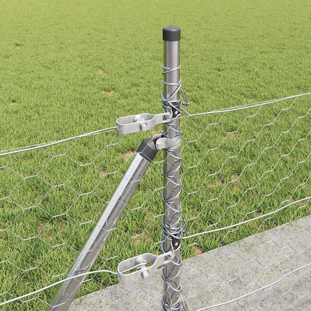 Heksagonalna ograda s betonskom osnovom 10 x 0,5 m Srebrna
