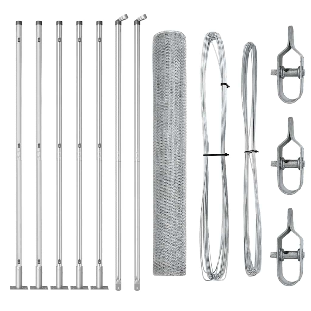 Heksagonalna ograda s betonskom osnovom 10 x 1 m Srebrna Mreža