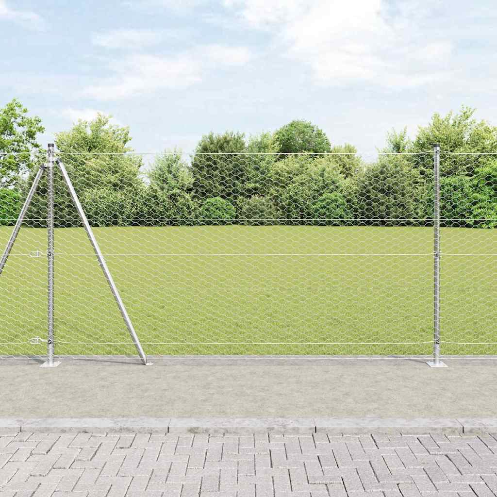 Heksagonalna ograda s betonskom osnovom 10 x 1,2 m Srebrna
