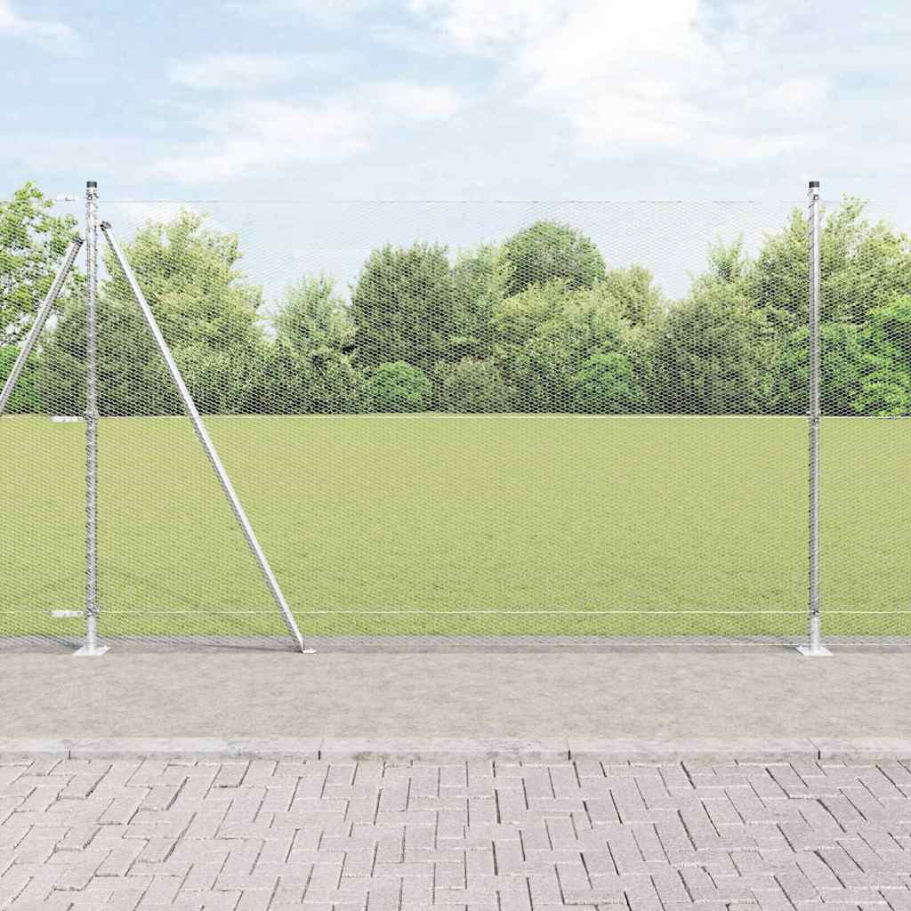 Heksagonalna ograda s betonskom osnovom 10 x 1,6 m Srebrna