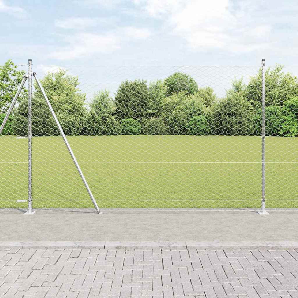 Heksagonalna ograda s betonskom osnovom 10 x 1,6 m Srebrna