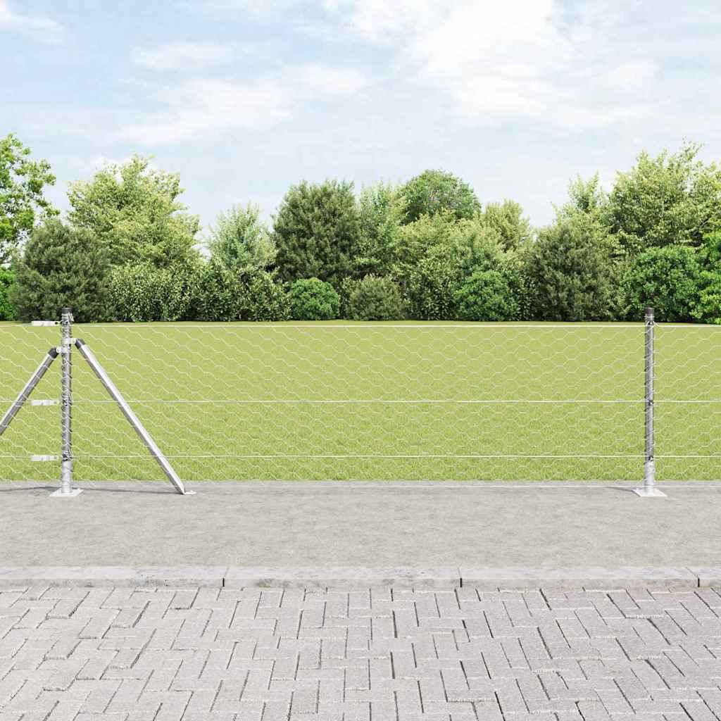 Heksagonalna ograda s betonskom osnovom 25 x 0,5 m Srebrna