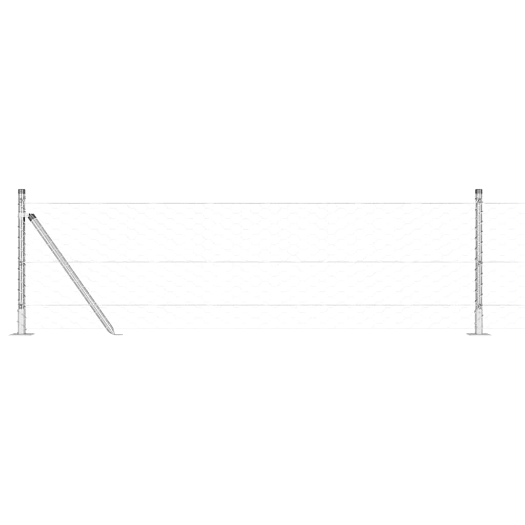 Heksagonalna ograda s betonskom osnovom 25 x 0,5 m Srebrna