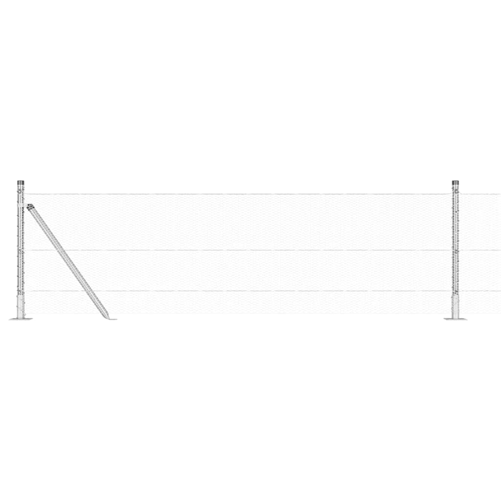 Heksagonalna ograda s betonskom osnovom 25 x 0,6 m Srebrna